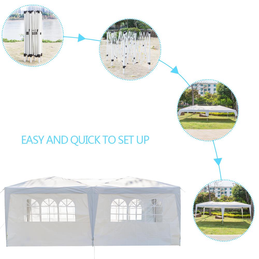 Zimtown 10'x20' Pop up Tent Folding Backyard Canopy White W/6 Side