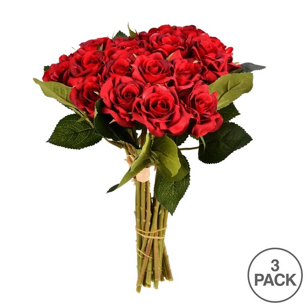 Vickerman 10 Artificial Red Rose Bouquet，Set of 3