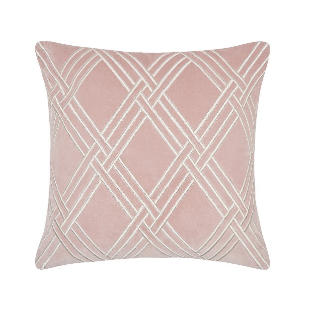 X 20 quot Mavis Geometric Diamond Rosewood Pink Velvet Decor Throw Pillow