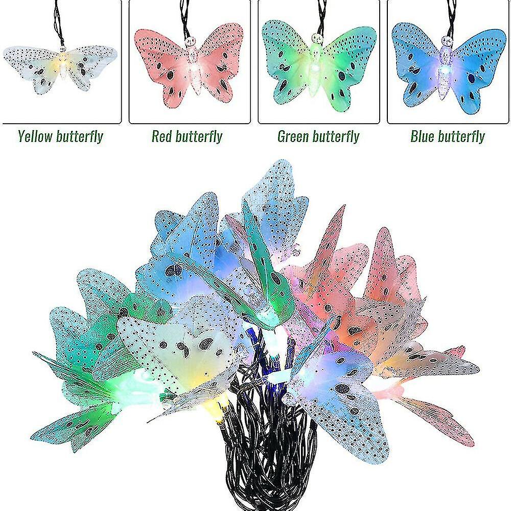 12/20/30 Leds Solar Butterfly Fairy String Light Waterproof Garden Decor Light