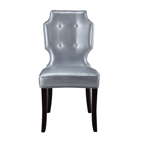 Chic Home Lennon Leather Button-tufted Turned Wooden Leg Dining Chair (Set of 2)