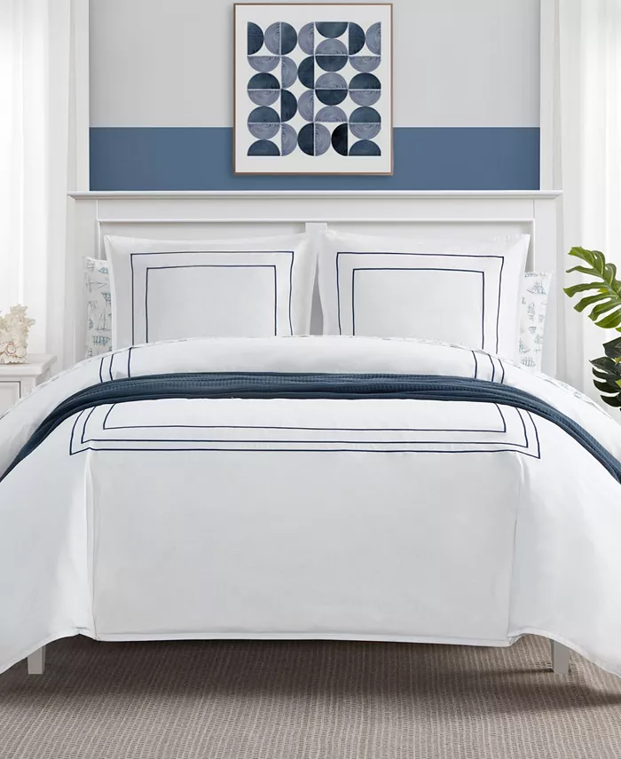 Nautica Alden White Embroidered 2-Piece Duvet Cover Set， Twin