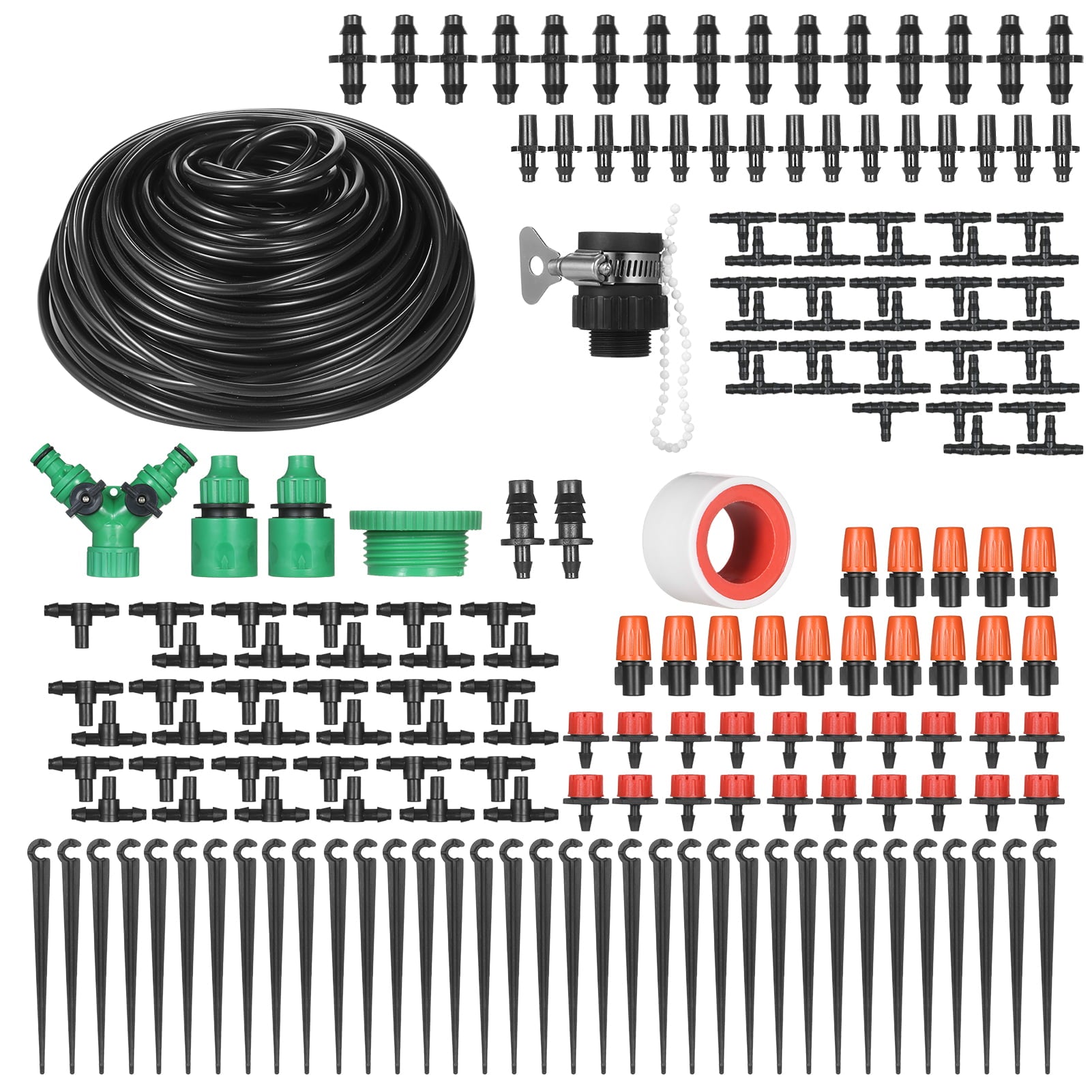 Plant Watering Drip Irrigation Kit Diy Watering System with Nozzles Misters Drippers 40 Meters Tubing for Garden Lawn Patio