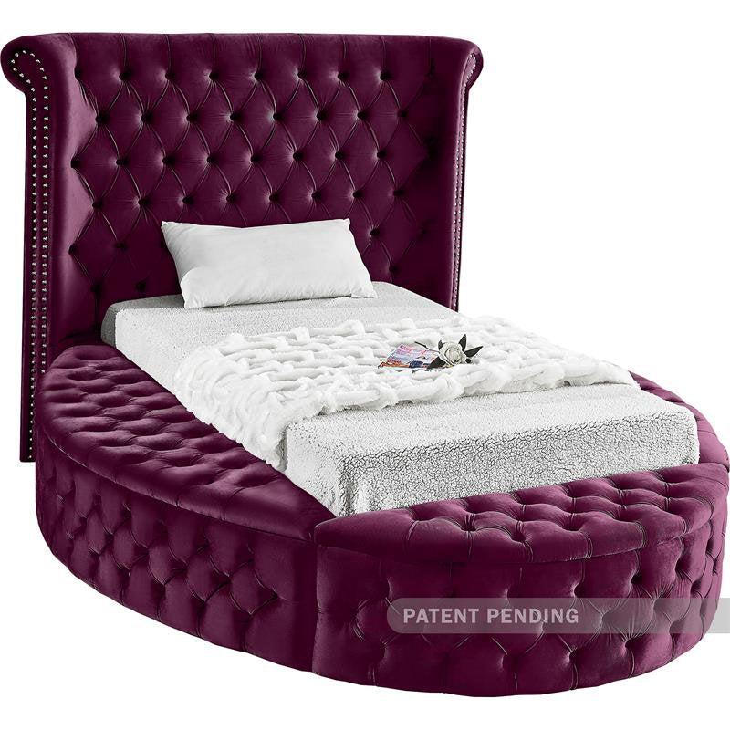 Meridian Furniture Luxus Purple Velvet Twin Bed