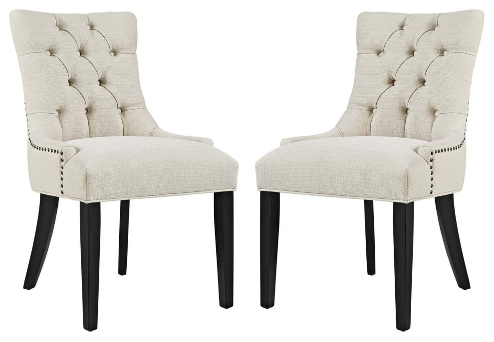 Set of 2 Dining Chair  Padded Seat With Button Tufted Hourglass Back   Contemporary   Outdoor Dining Chairs   by Decorn  Houzz