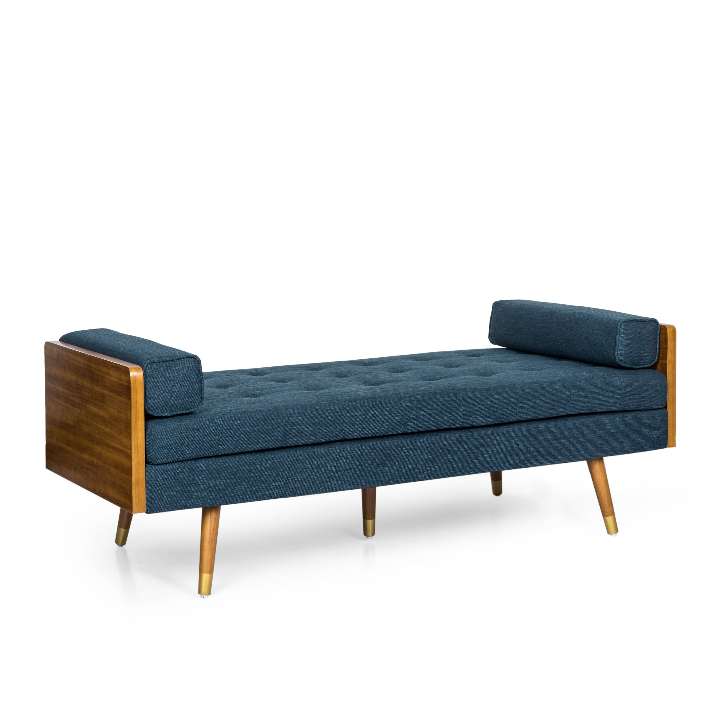 Tiltonsville Mid-Century Modern Tufted Double End Chaise Lounge with Bolster Pillows