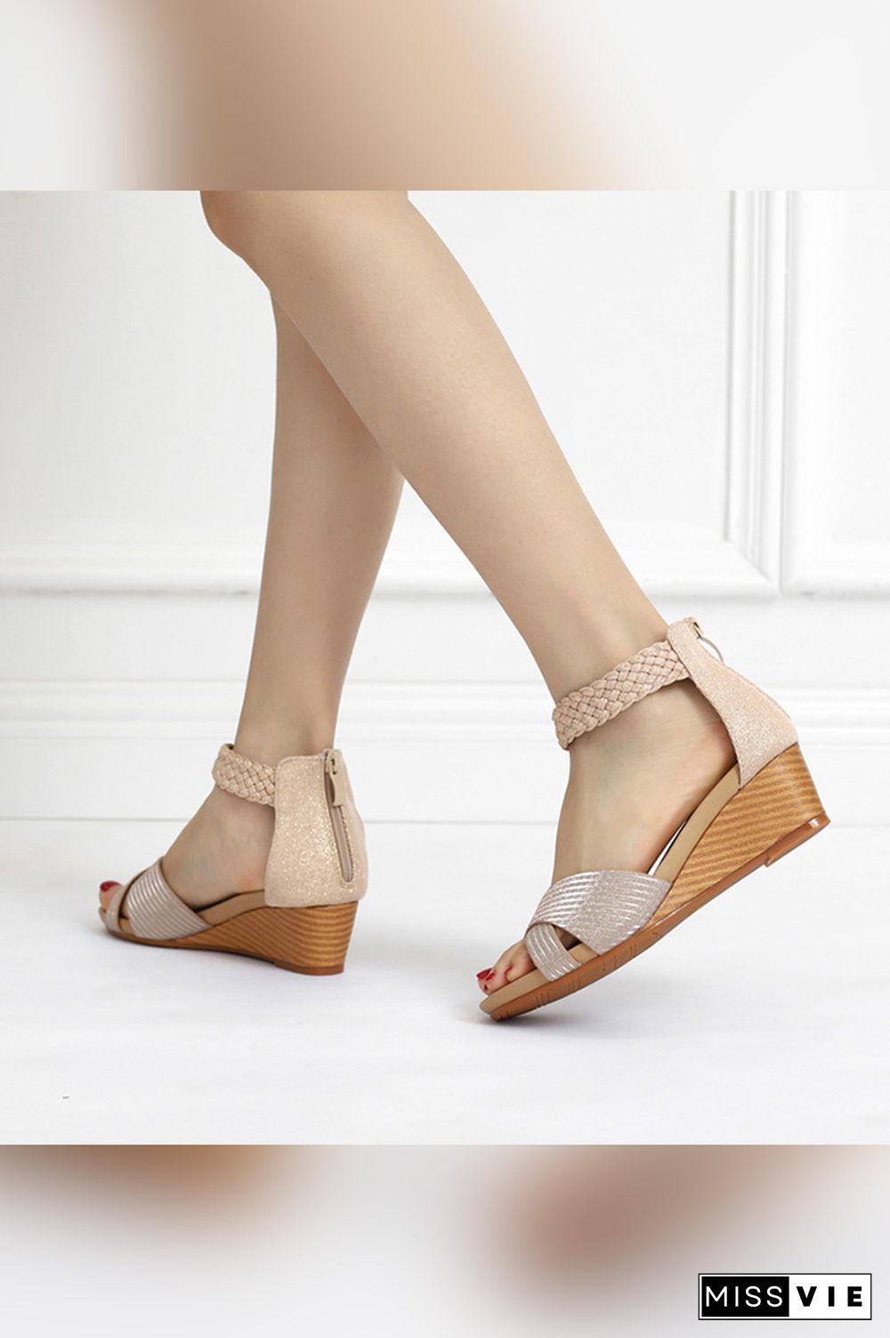 Peep-Toe Wedged-Heel Sandals Wholesale