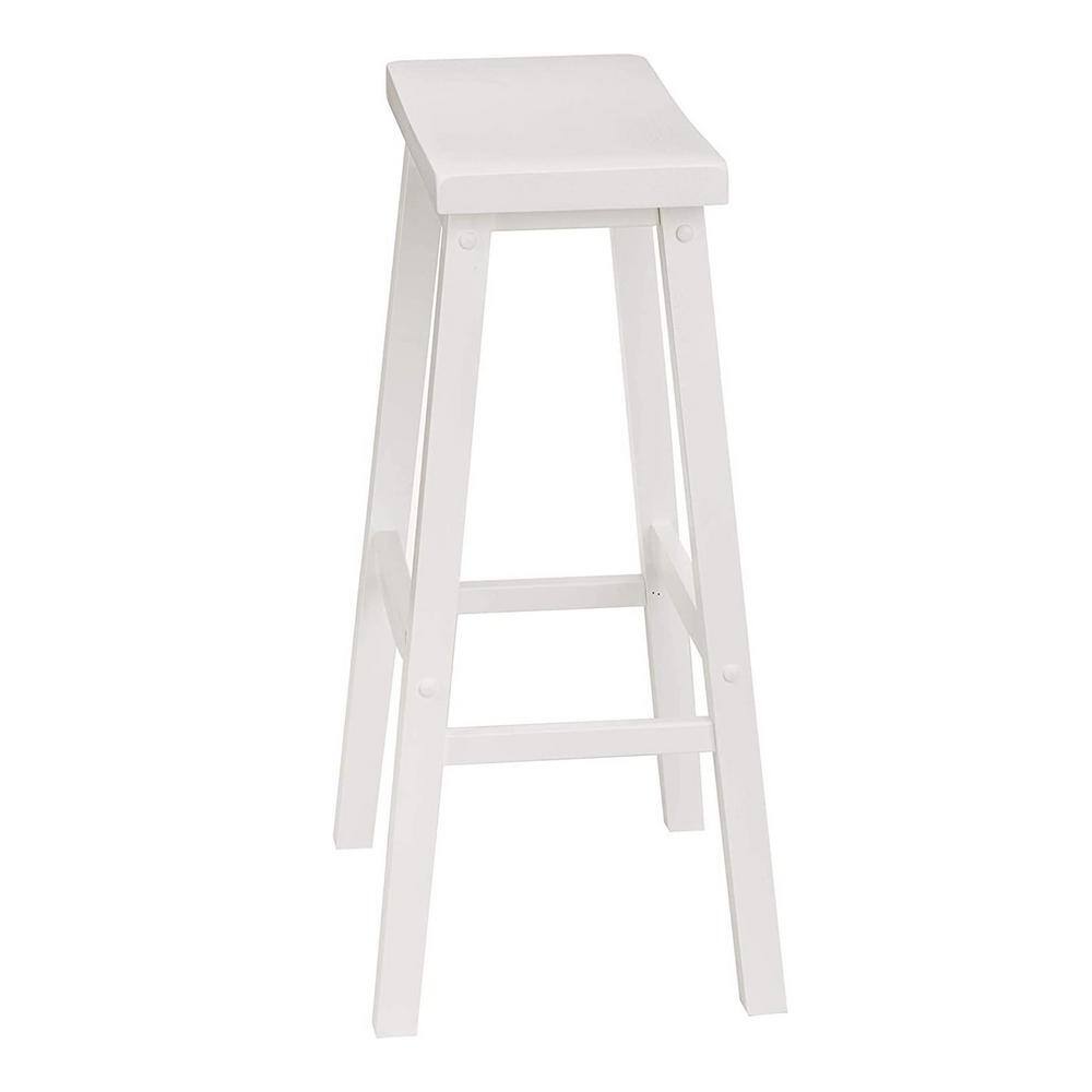 PJ wood 16.33 in. x 12.63 in. x 29.00 in. White Wood Kitchen, Table, and Bar Counter Stool CH01-0204-005-2P-A04