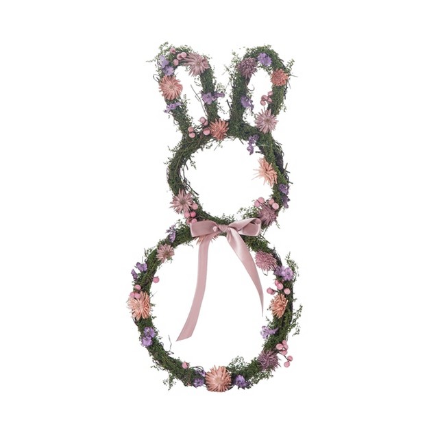 Transpac Natural Fiber 14 96 In Multicolor Easter Wildflower Bunny Shaped Wreath