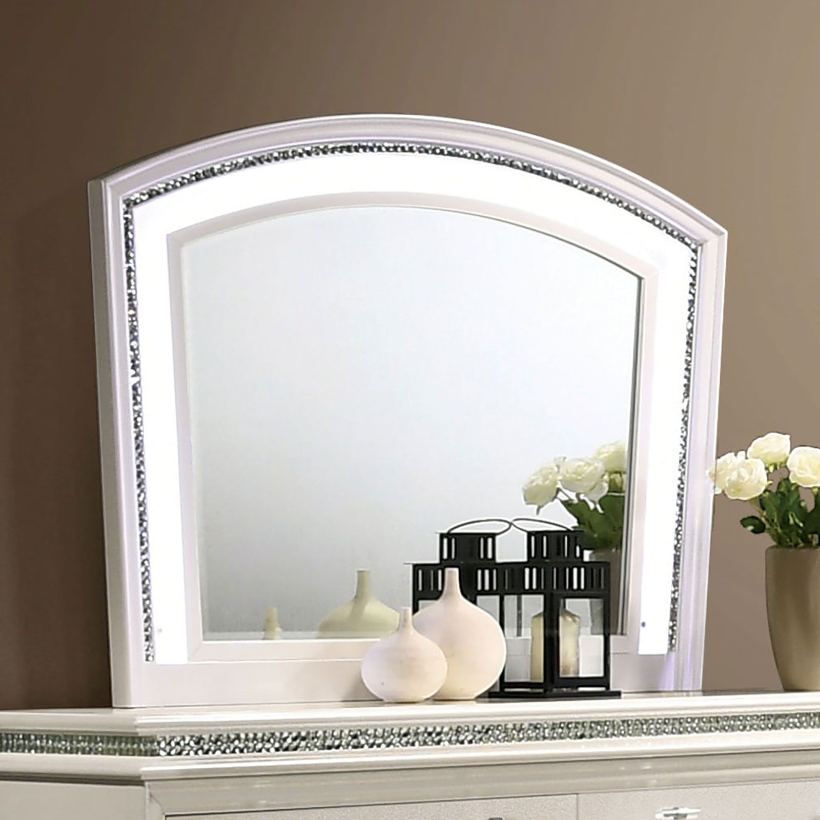 Maddie Arched Mirror  Pearl White