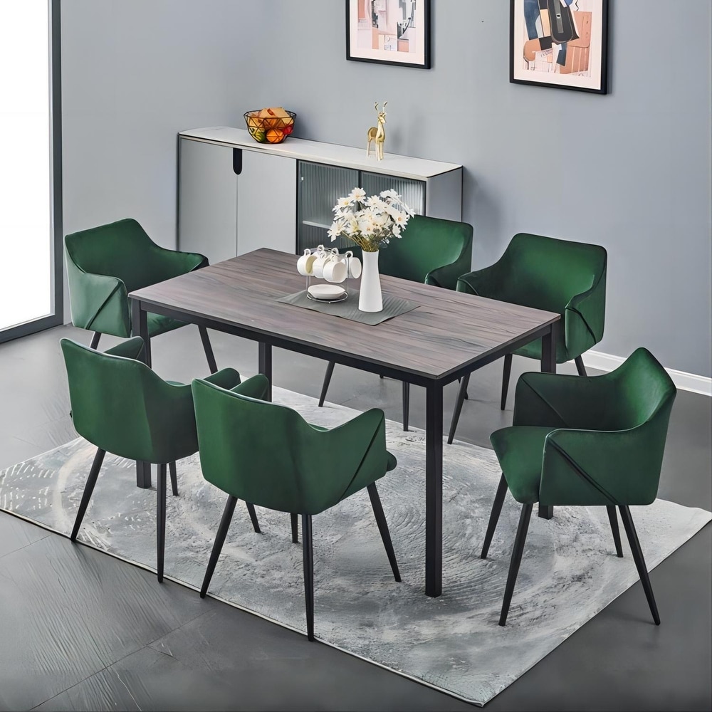 55.1'' Rectangular for Dining Room Dining Table  Dining Table with MDF Desktop   Adjustable Foot Covers Table  Seats up to 4 6