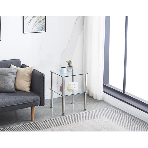 JASIWAY Modern Glass Two Layer Side Table