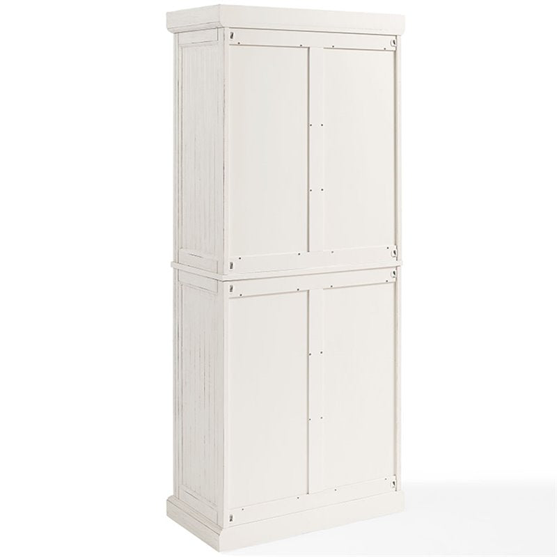 Crosley Furniture Seaside 72'' Kitchen Pantry Distressed White Finish