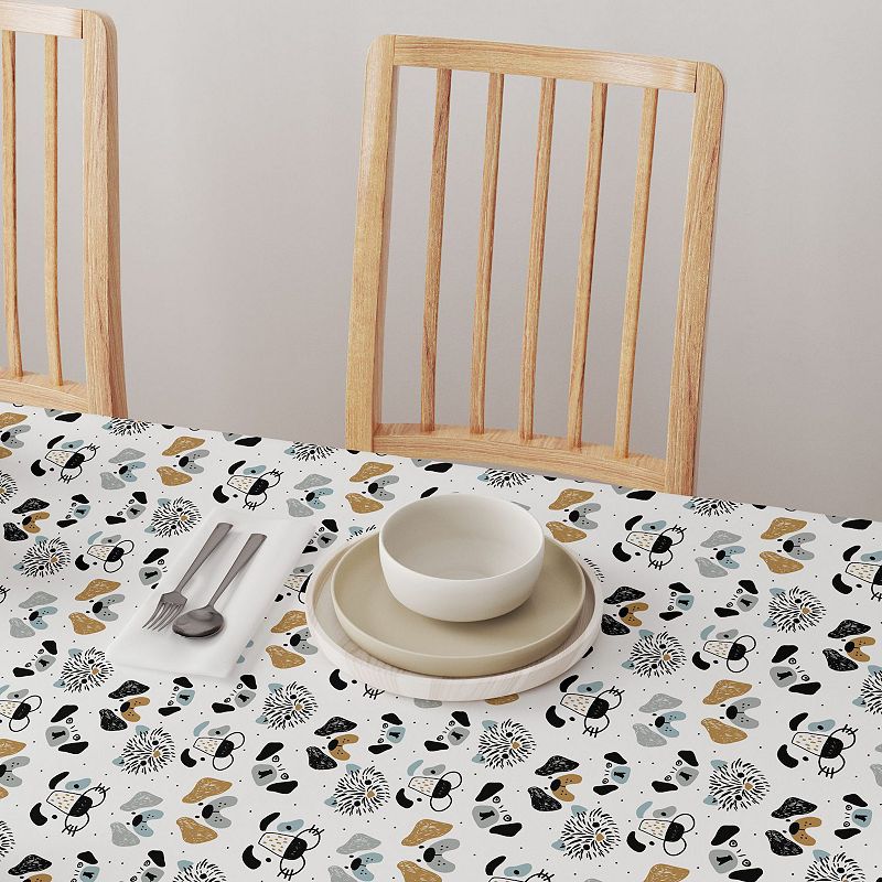 Square Tablecloth， 100% Polyester， 60x60， Dog Faces Drawing