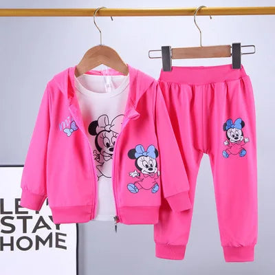 Baby Girls Boys Mickey Minnie Clothing Sets Spring Autumn Kids Outfits Hoodie+T-shirt+Pants Tracksuit Children Sport Suit