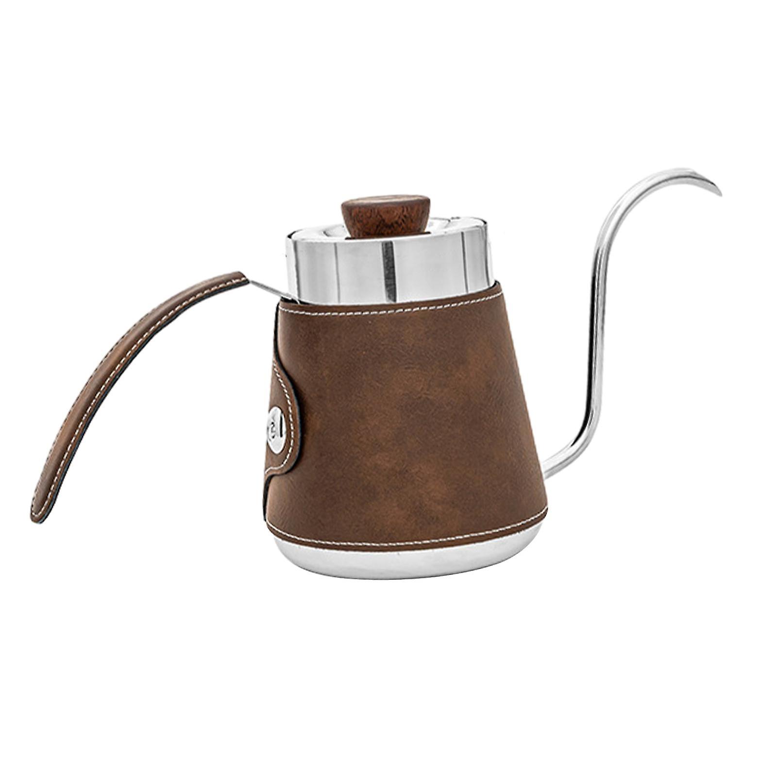 Pour Over Drip Pot 600ml Gooseneck Coffee Kettle For Hotel Entertain Camping Brown