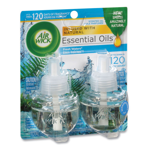 Air Wick Scented Oil Refill， Fresh Waters， 0.67 oz， 2/Pack， 6 Pack/Carton (79717CT)