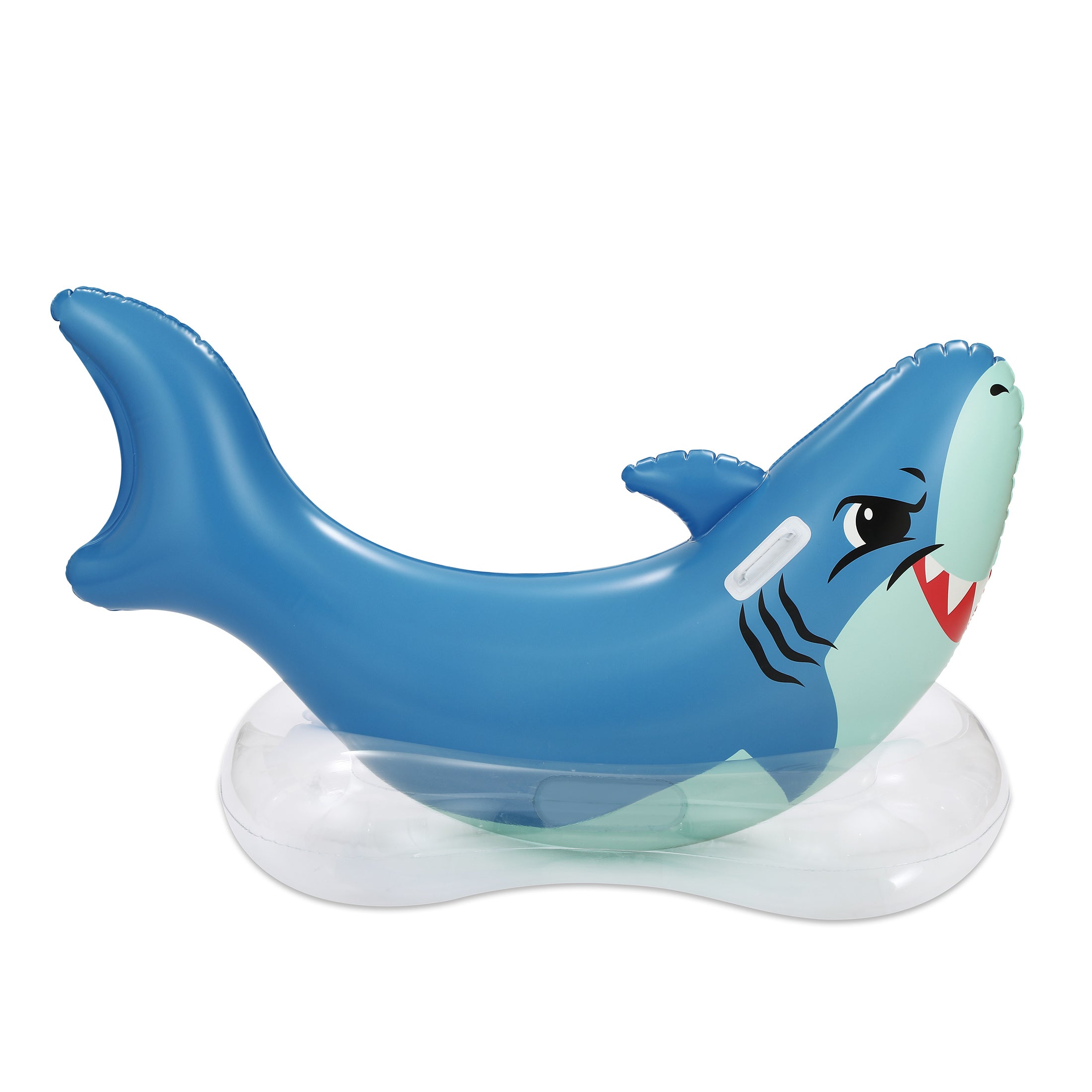 Inflatable Shark Ride-on Pool Float, Blue, for Kids and Adults