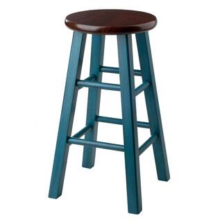 WINSOME WOOD Ivy 24 in. Rustic Teal and Walnut Counter Stool 62224