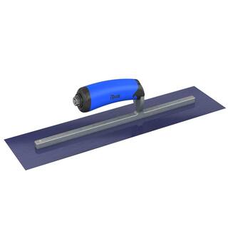 Bon Tool 16 in. x 4 in. Blue Steel Square End Finish Trowel with Comfort Wave Handle and Long Shank 67-180