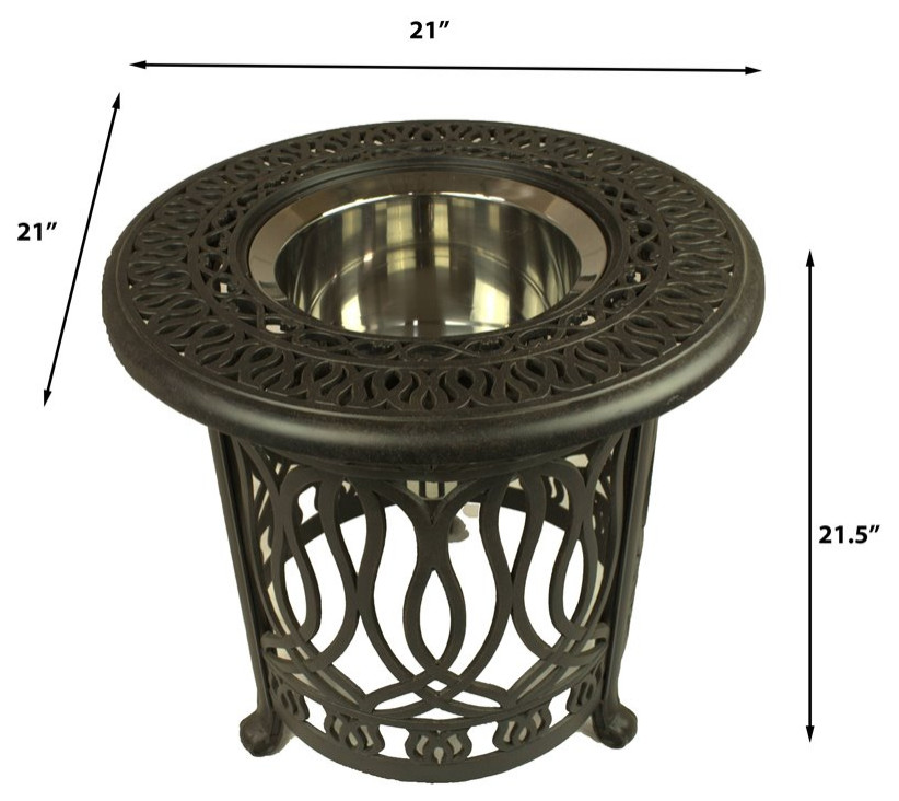 Shield Outdoor Comfort Care Signature Metal Patio Accent Table with Ice Bucket   Traditional   Outdoor Side Tables   by Homesquare  Houzz