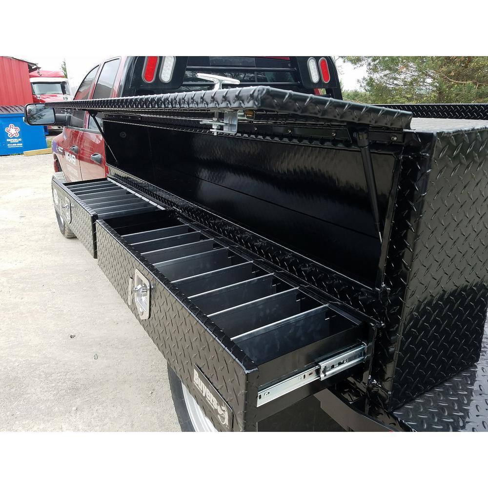 Buyers Products Company 72 in. Black Diamond Tread Aluminum Top Mount Truck Tool Box with Drawer 1725641