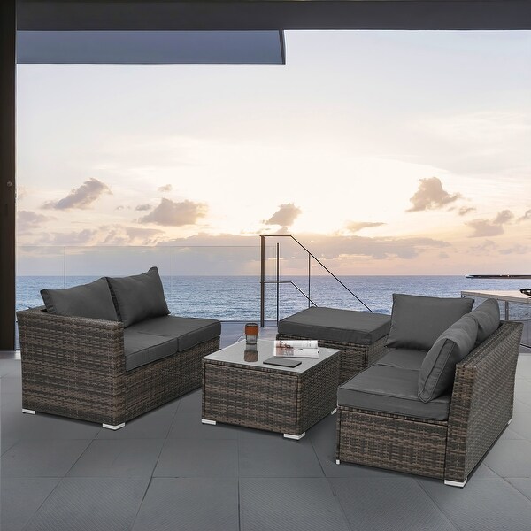 Patio Furniture，Outdoor Furniture，Seasonal PE Wicker Furniture，4 Set Wicker Furniture