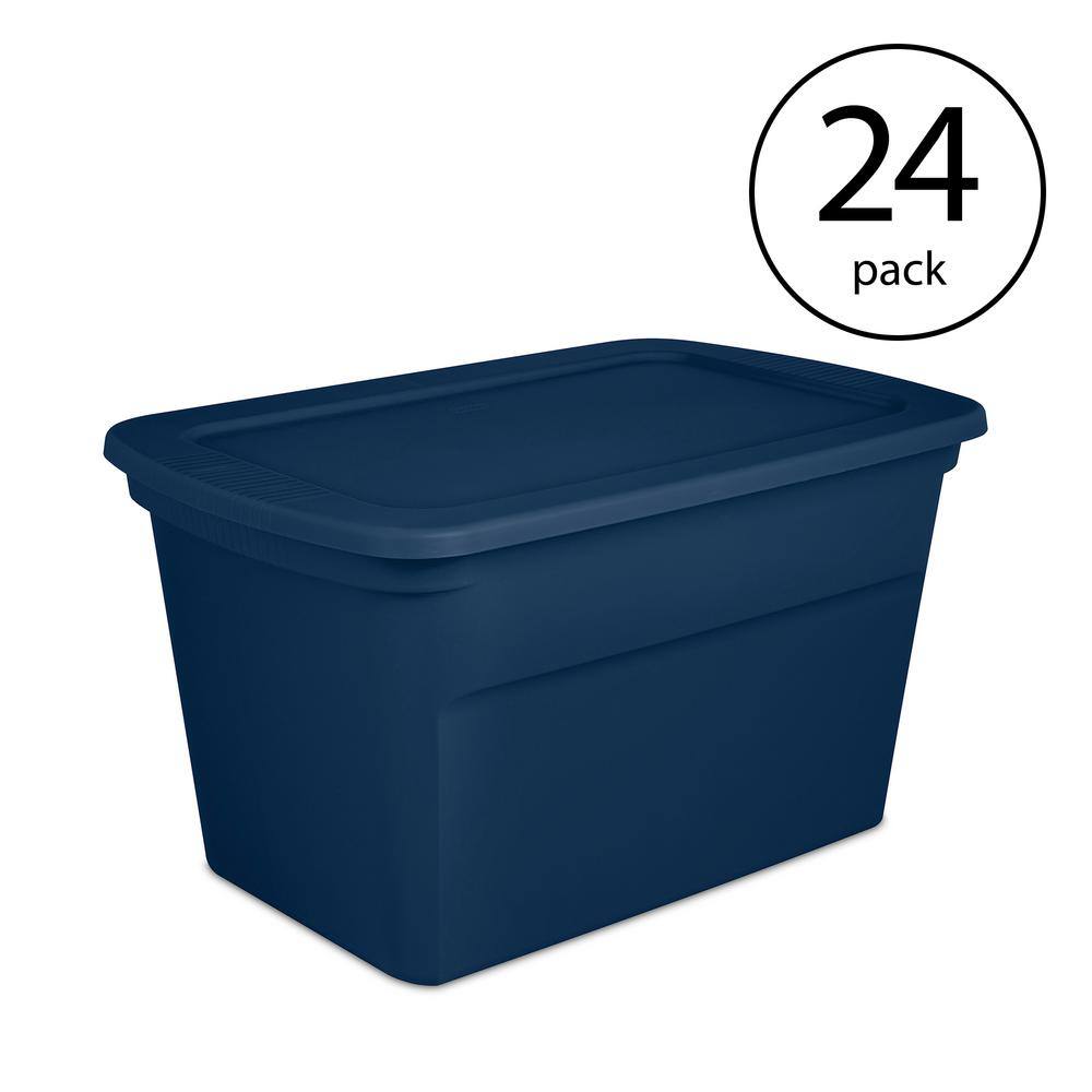 Sterilite 30 gal. Lidded Stackable Storage Tote Container in Blue 24-Pack 24 x 17367406