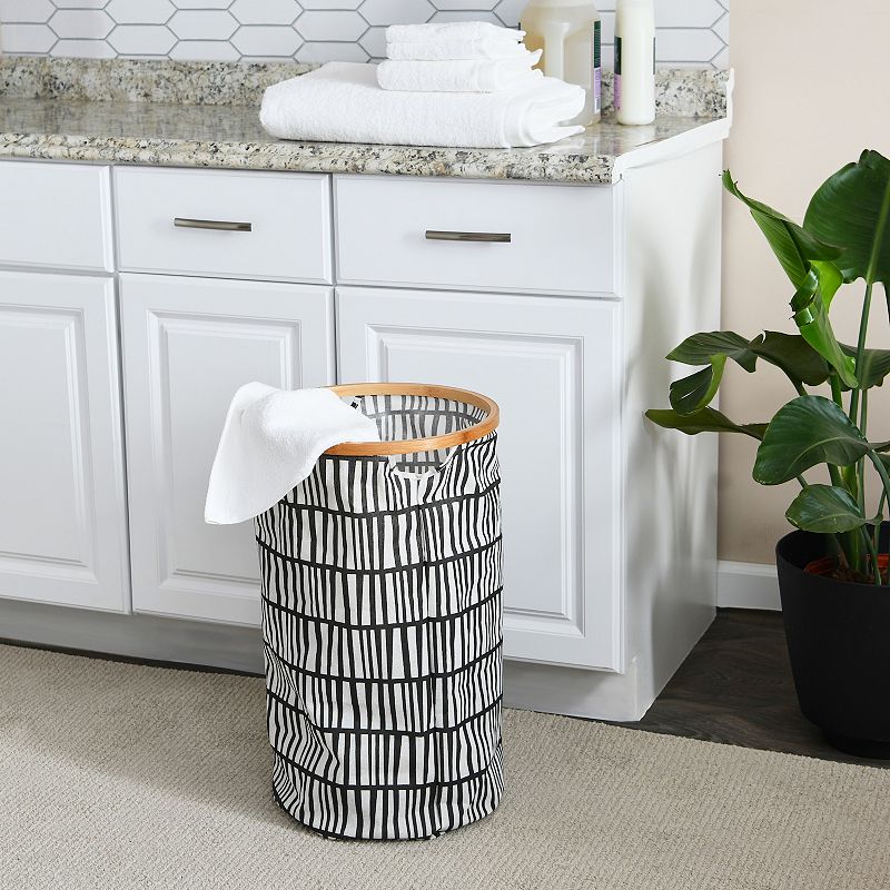 Household Essentials Bamboo Rimmed Round Krush Laundry Basket