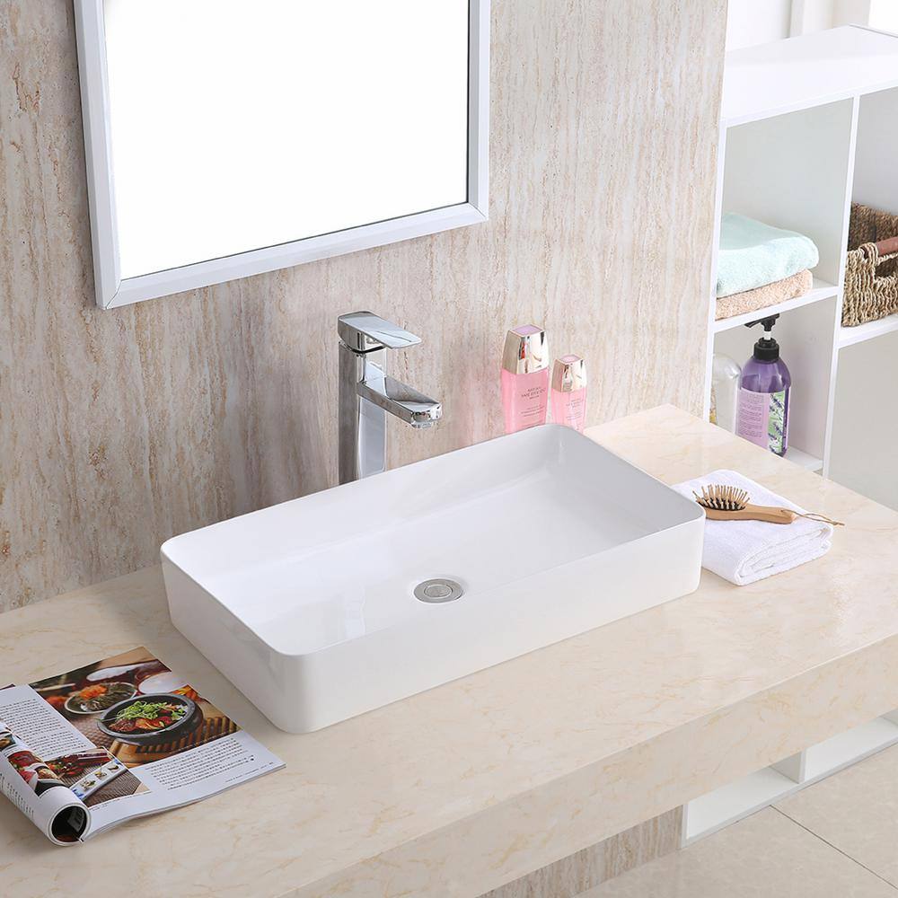 Karran Valera 24 in. Vitreous China Vessel Bathroom Sink in White VC-506-WH