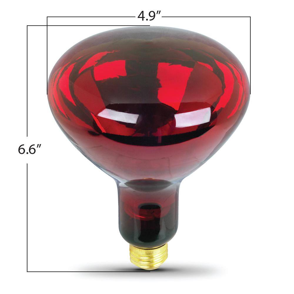 Feit Electric BR40 250-Watt 120-Volt Incandescent Red Heat Lamp Light Bulb 250R4010