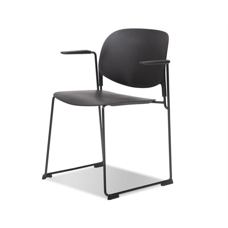 Mobital DARPRINBLACPCBLA Pringle Black Armchair with Black Powder Coated Legs - Set of 4