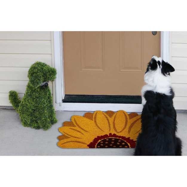 Sunflower Flower Rectangle Indoor And Outdoor Coir Door Welcome Mat Yellow