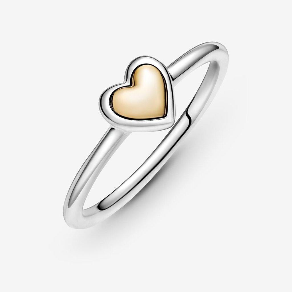 PANDORA  Domed Golden Heart Ring