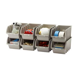 TRINITY 4 lbs. Medium Storage Bin with Wall Mount Rails in Gray (8-Pack) TXKGR-8007