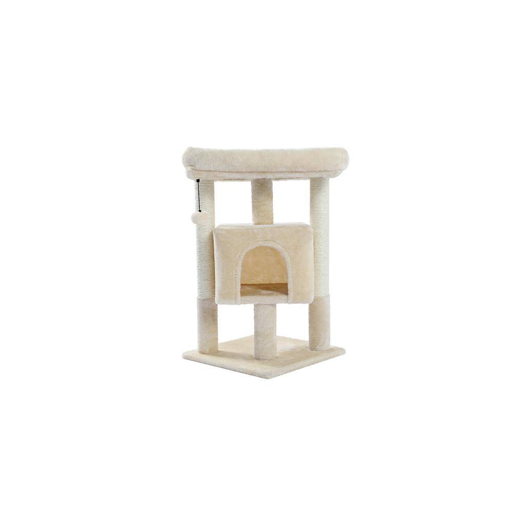 Foobrues 28.40 in. H Cat Scratching Posts and Trees with Condos and Spacious Perch in Beige LNN-P23168298