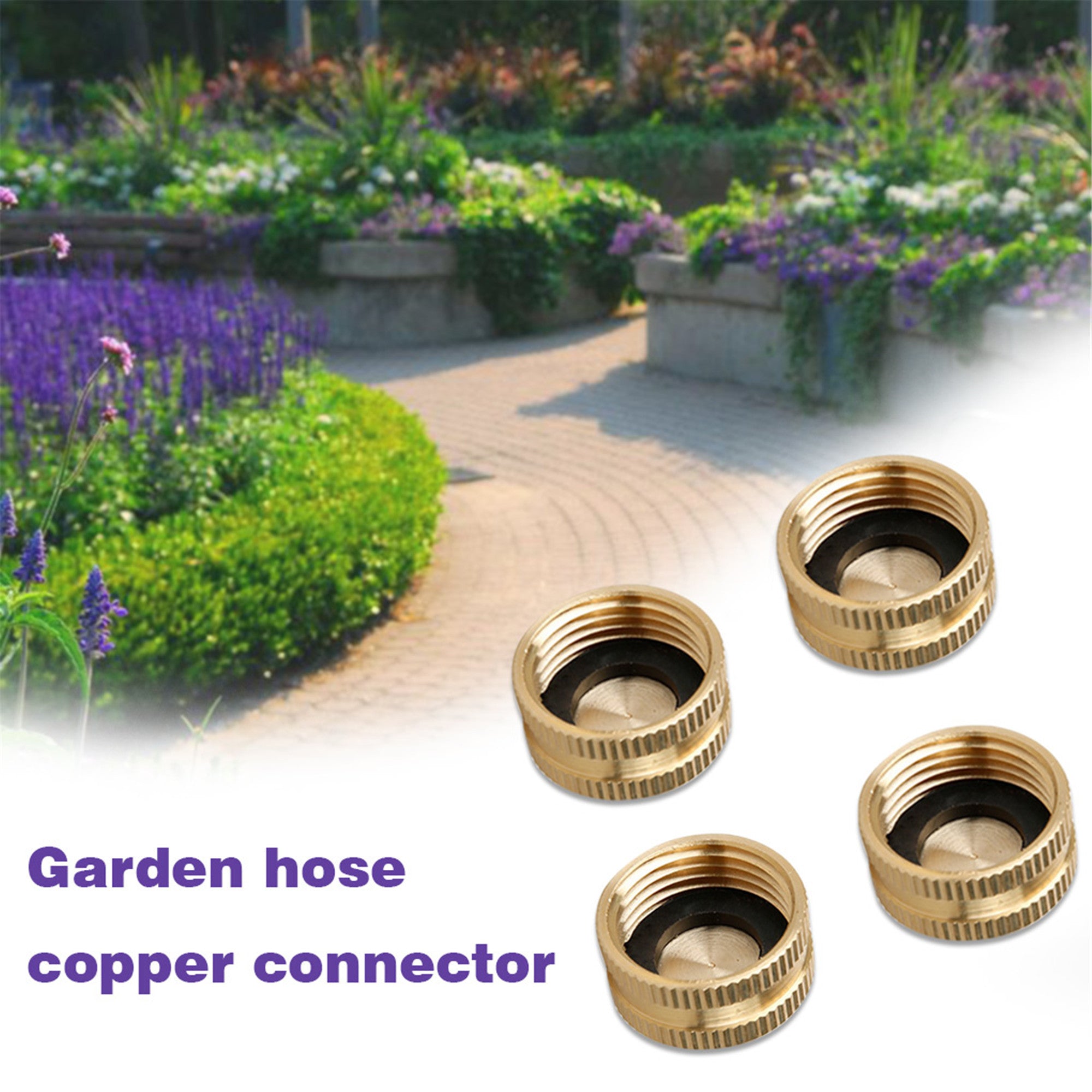 Irene Inevent 4 Pieces Garden Hose Brass Hose Cap with Washers 3/4-Inch Female Thread End Cap