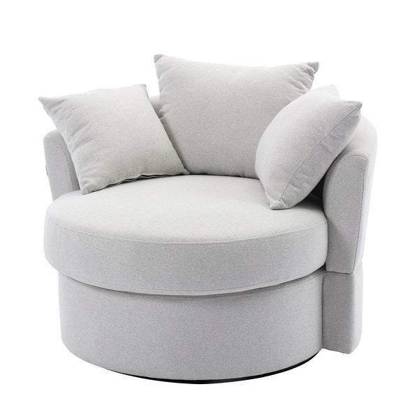 Modern Akili Swivel Barrel Chair Round Oversized Sofa Lounge Accent Chair with 3 Pillow for Living Room Bedroom Hotel Office