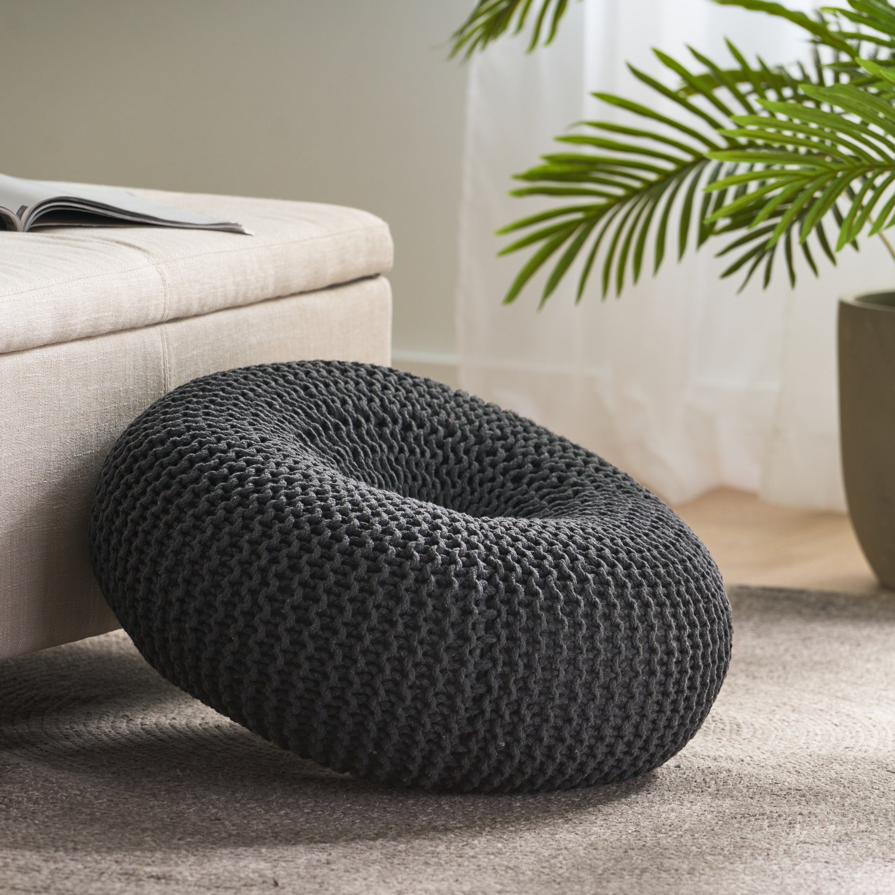 Truda Knitted Cotton Donut Pouf