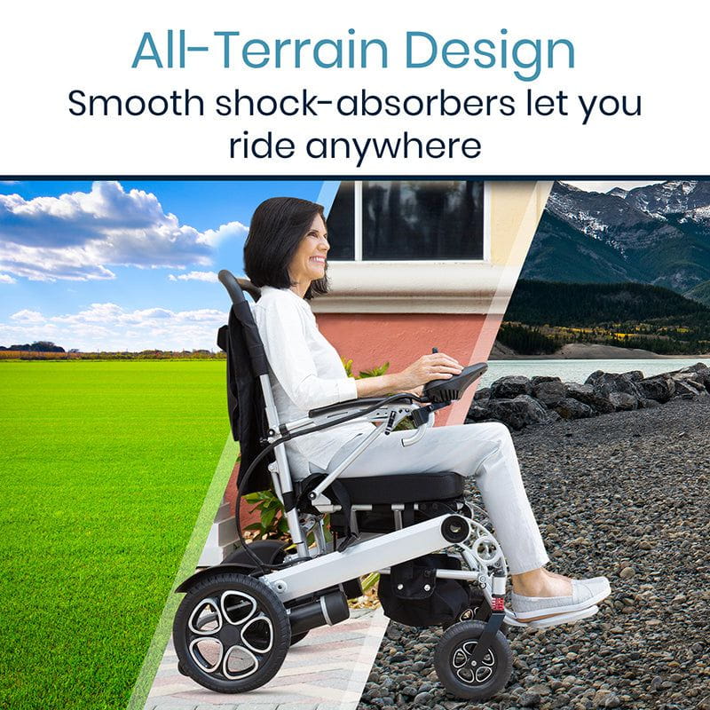 Vive Health Power Wheelchair - Foldable Long Range Transport Aid