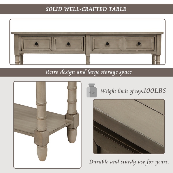 Console Table Sofa Table with Two Drawers and Shelf