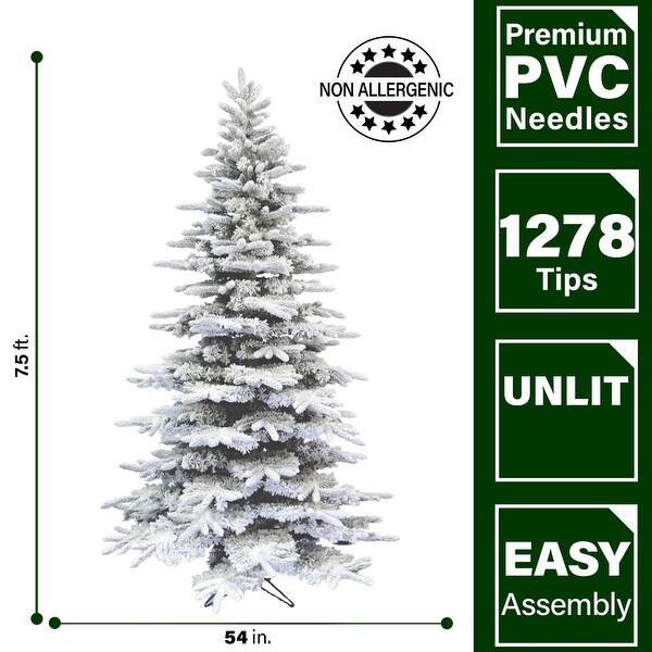 Fraser Hill Farm Platic/Metal 7.5foot Flocked Mountain Pine