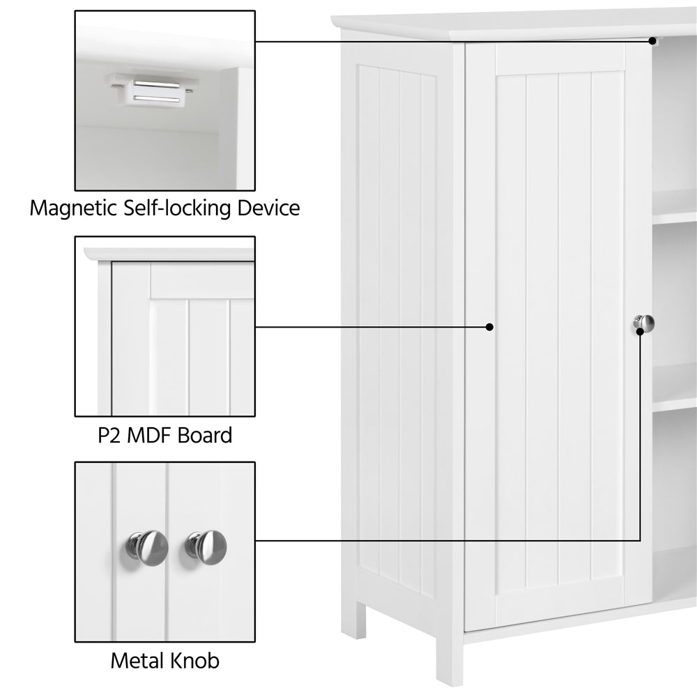 Topeakmart Free Standing Floor Cabinet Home Organizer with 2 Durable Doors and 2 Adjustable Shelves White