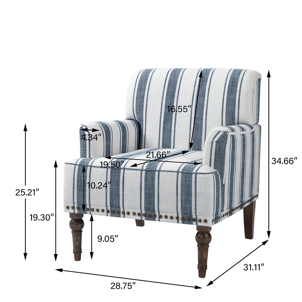 Upholstered Stripe Accent Chair Modern Armchair