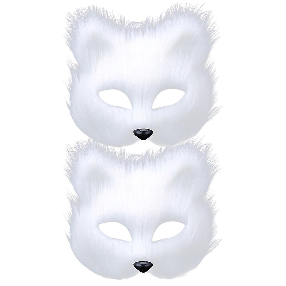 2pcs Fox Mask Masquerade Mask Plush Fox Mask Carnival Party Cosplay Mask Costume Accessory