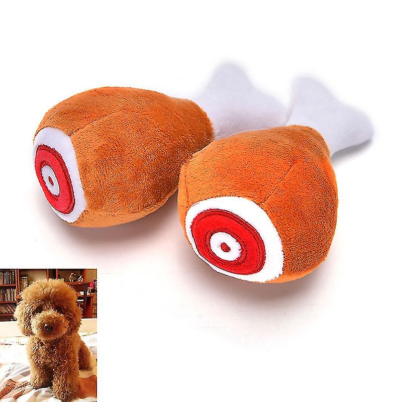 1pc Drumstick Chew Play Toy Pet Dog Cat Squeaker Squeaky Plush Sound Chicken Leg