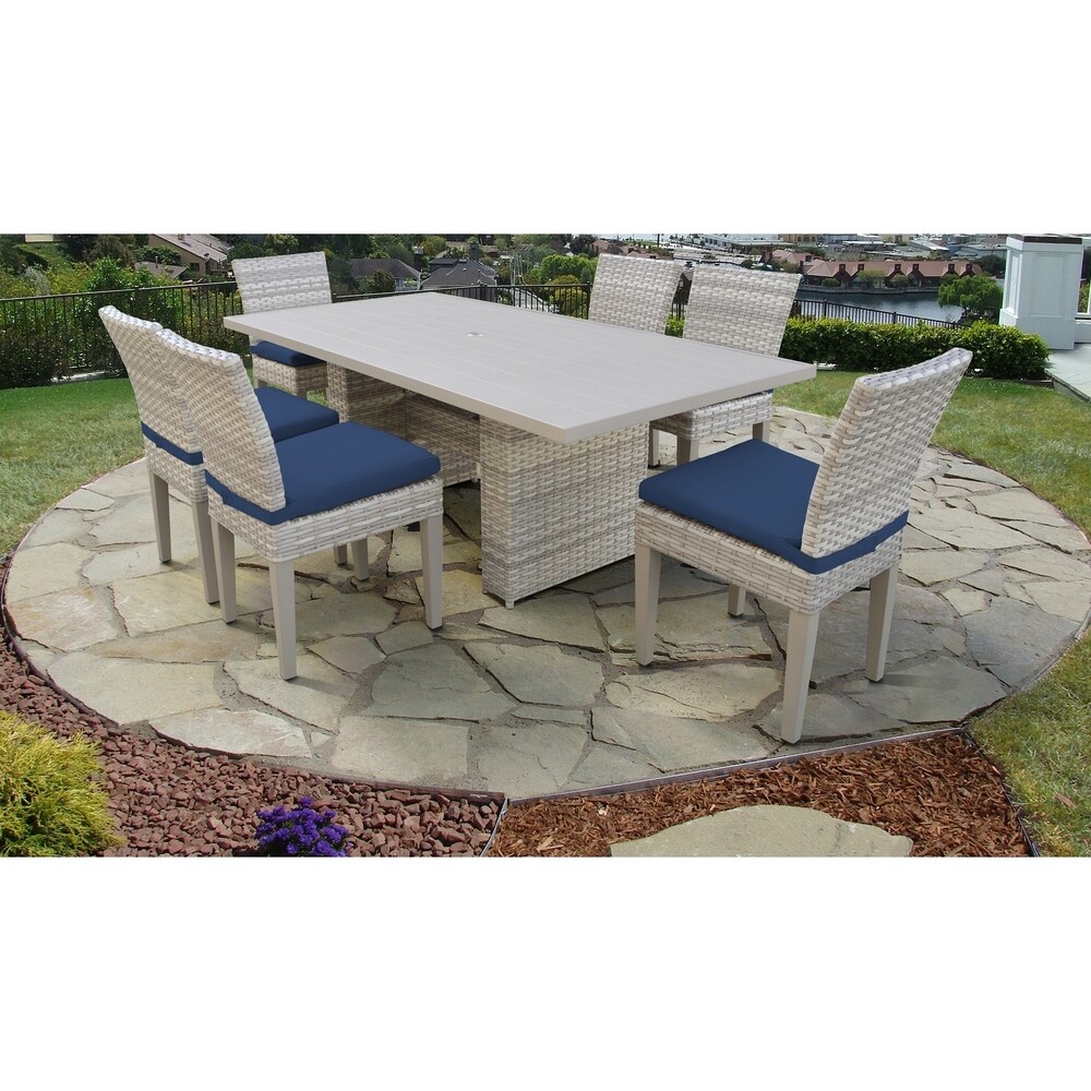 Fairmont Rectangular Outdoor Patio Dining Table with 6 Armless Chairs