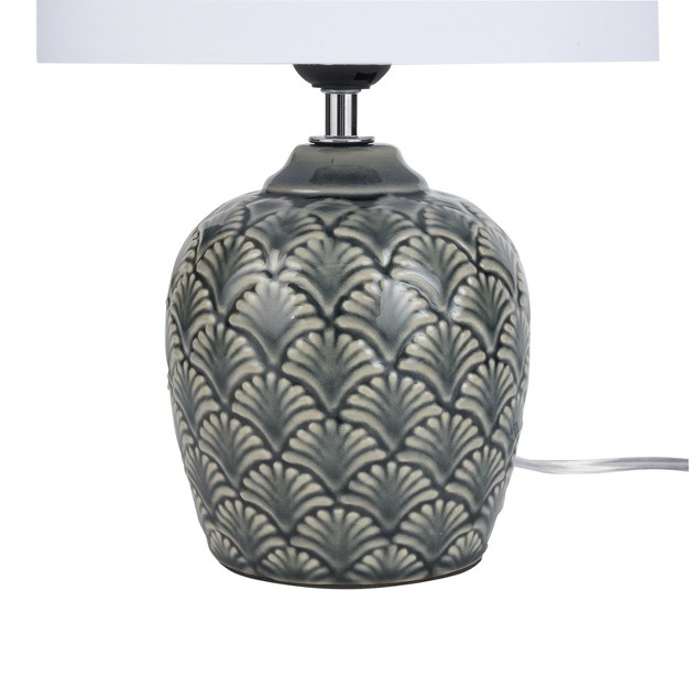 Grey Carved Motif Ceramic Accent Table Lamp