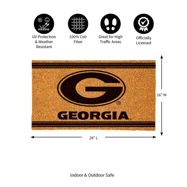 Evergreen University Of Georgia Logo Turf Mat Brown 28 X 16 Inches Indoor Outdoor Doormat