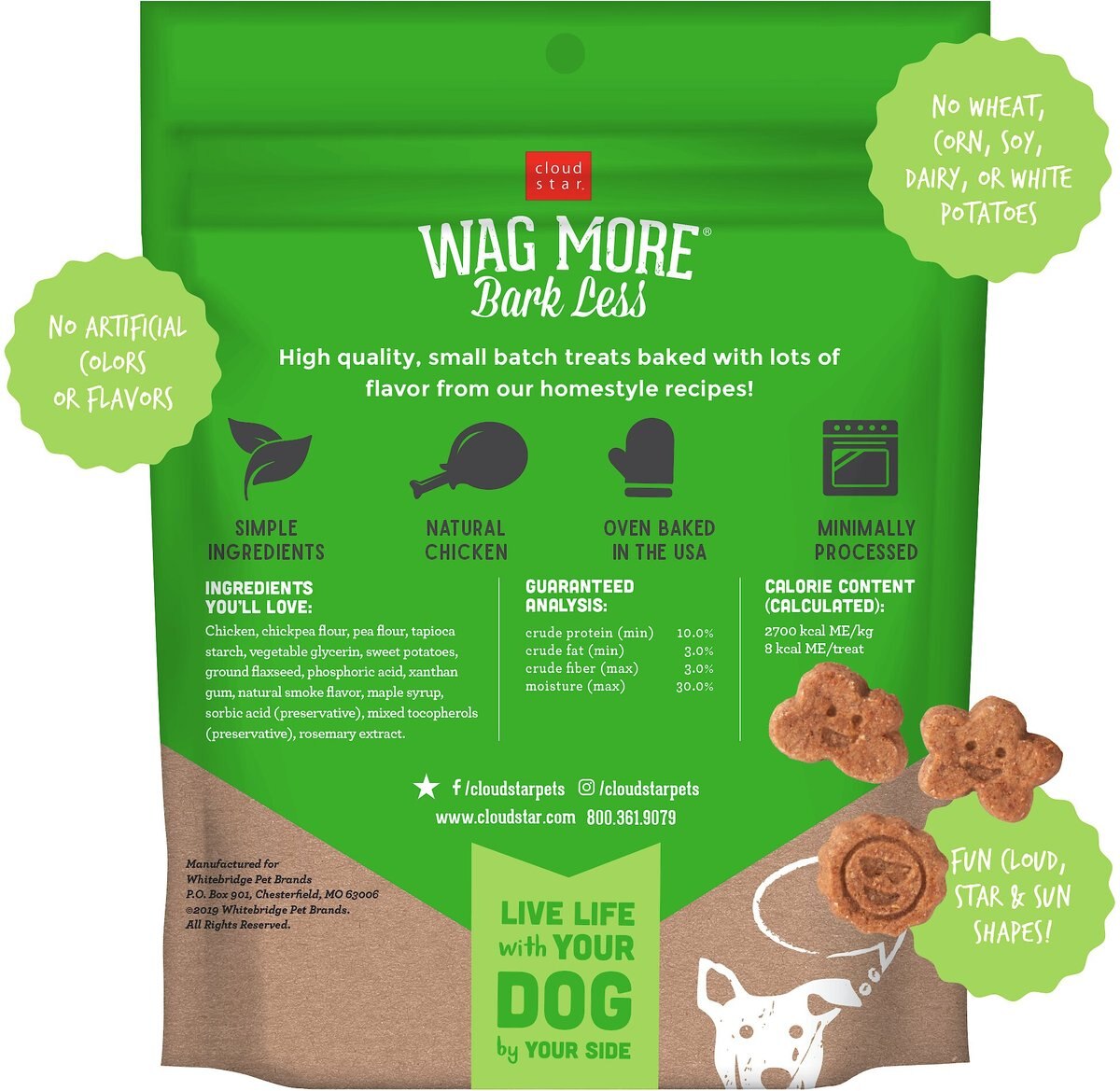 Cloud Star Wag More Bark Less Soft Chews with Chicken and Sweet Potato Grain-Free Dog Treats